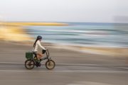 Woman on Bike in Tel Aviv